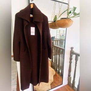 Zara Dark Brown Cardigan Sweater